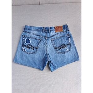 Lucky Brand Jean Shorts Mens 31 Blue USA Loose Vtg Jorts Light Wash Tempo W32.5"
